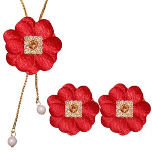 Red Flower Necklace Set Combo 1