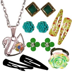 Green Swan Necklace Set Combo 1