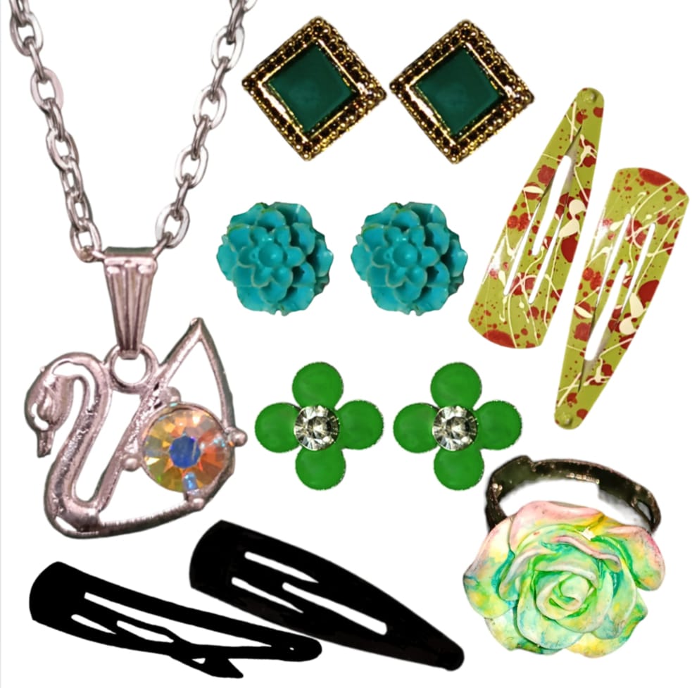 Green Swan Necklace Set Combo 1