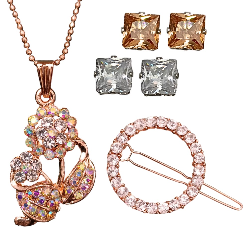 Golden Leaf Pendant Chain Set with Clip Combo 1