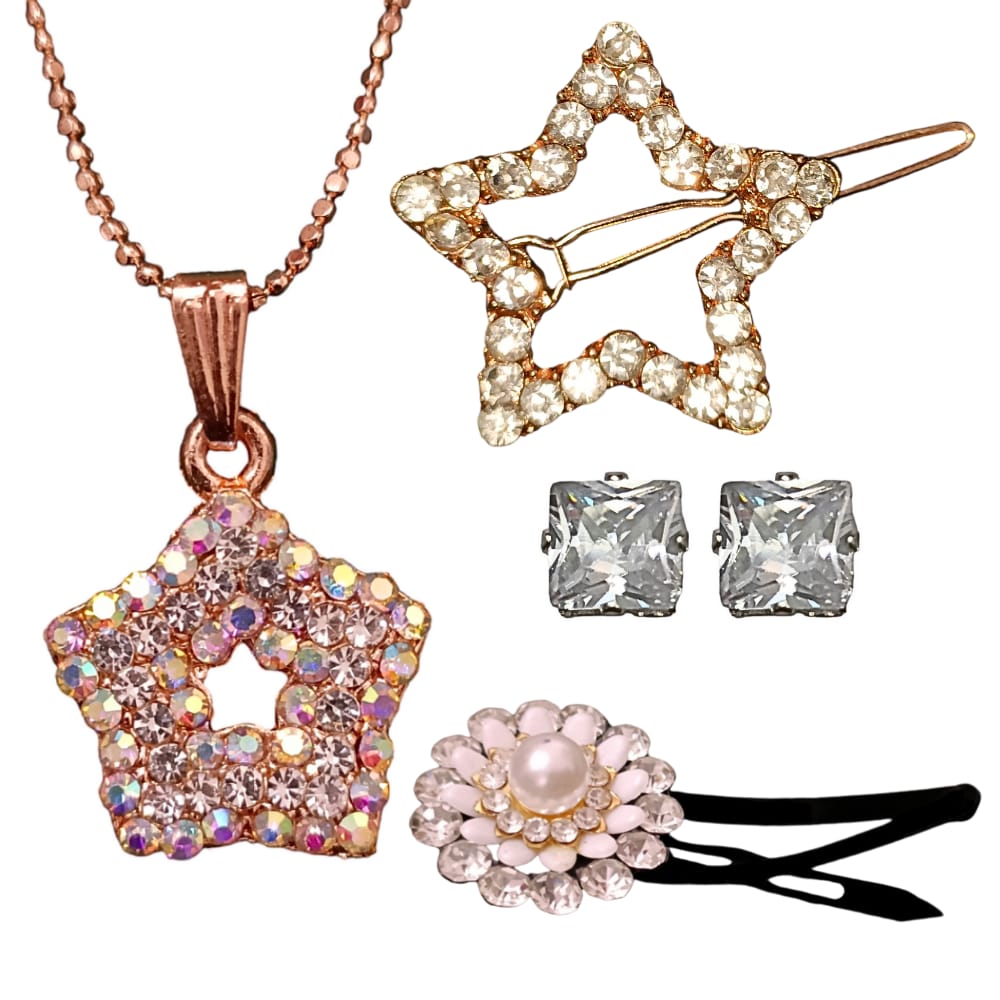 Gold Star Chain Set With Hair Clips 1