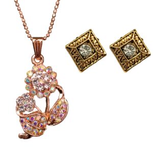 Leaf Pendant Chain Set with Hair Clips Combo