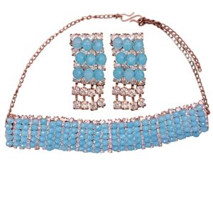 Sky Blue Choker with Earring Set Combo 1