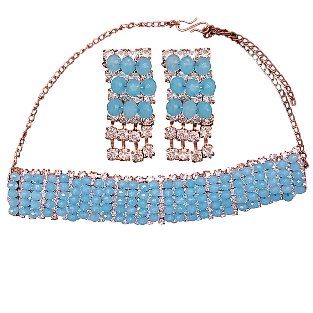 Sky Blue Choker with Earring Set Combo 1