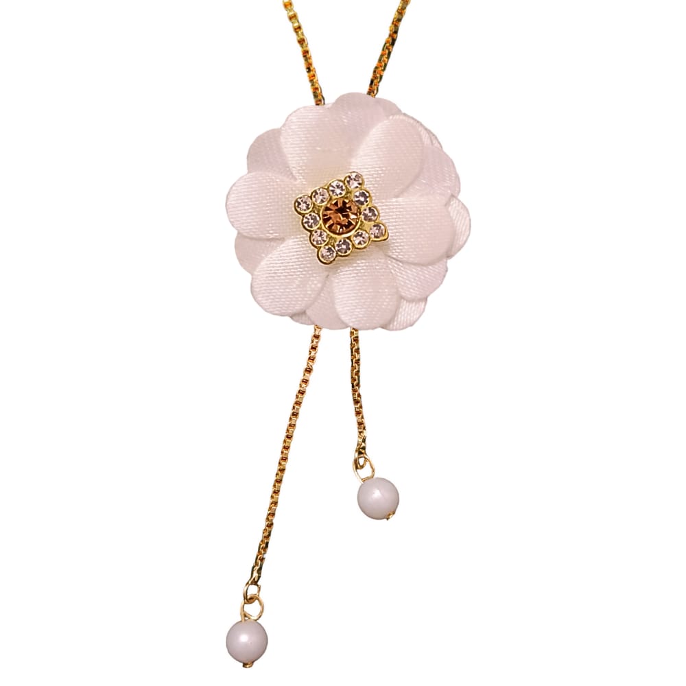 White Flower Necklace Set with Hair Clips Combo 4