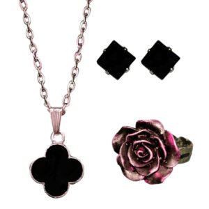 Silver Chain With Black Pendant Combo Set 1