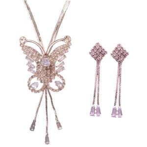 Pink and White Butterfly Necklace Set Combo