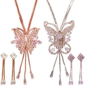 Pink and White Butterfly Necklace Set Combo 1