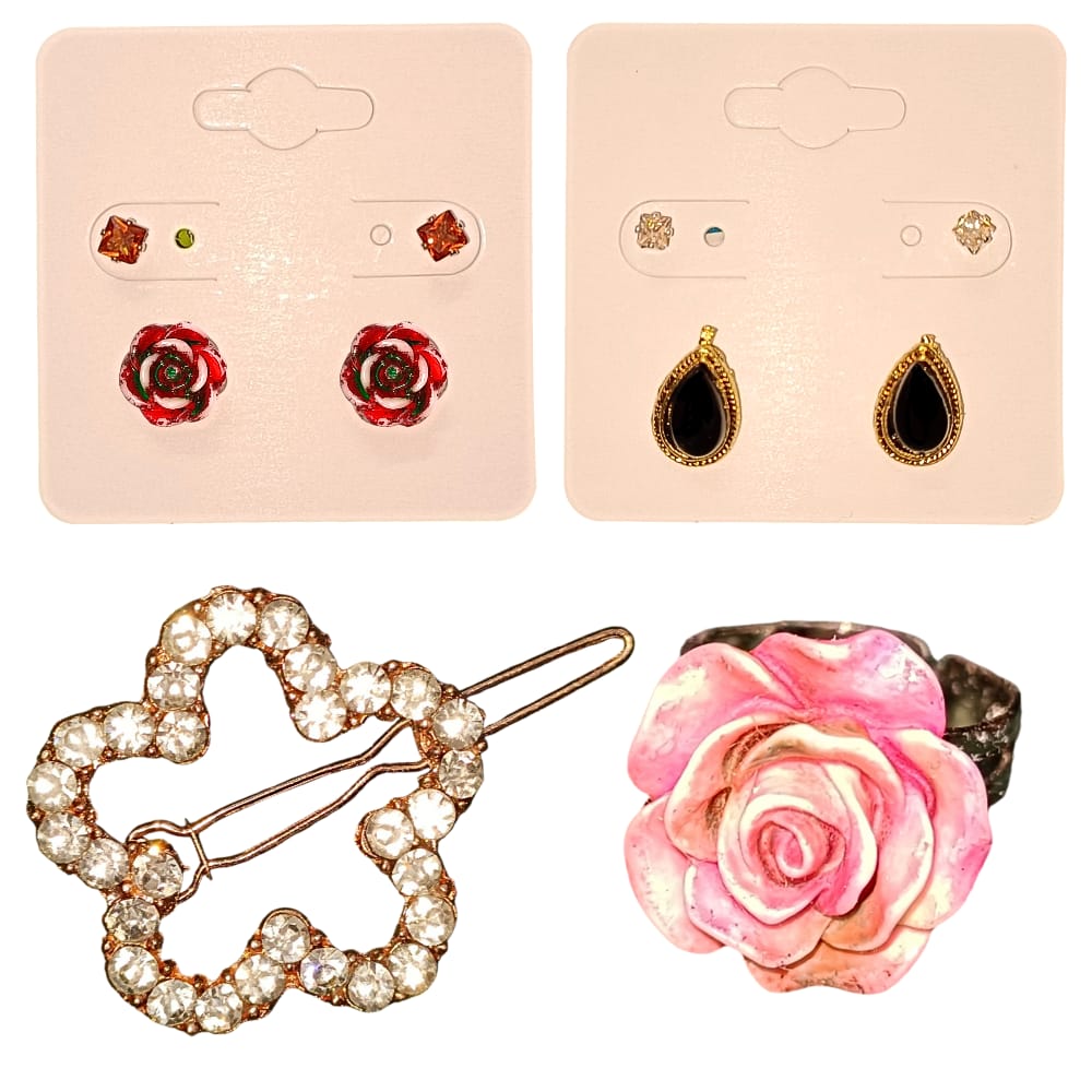 Trending Stud Earrings with Clip and Ring Combo 3