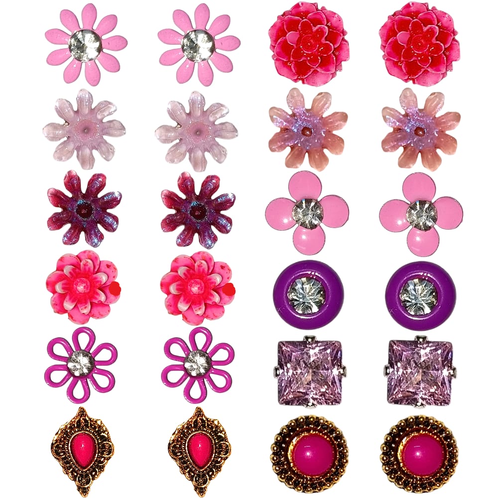 Pink Stud Earrings Set Combo 1