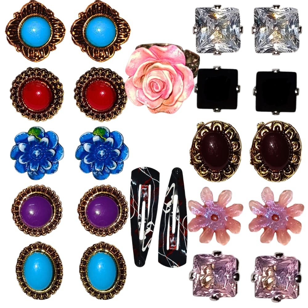 Trending Earrings with Clips and Ring Set 1