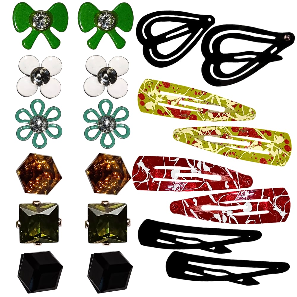 Westurn Stud Earrings with Hair Clips Combo 1