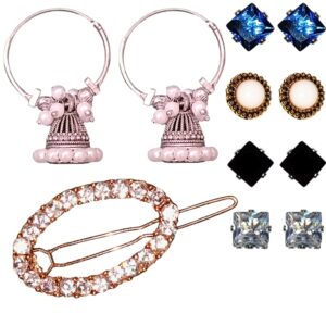 Jhumka with Studs and Hair Clips Combo 1