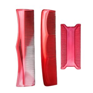 Red Detangler Combs with a Lice Comb Set 1