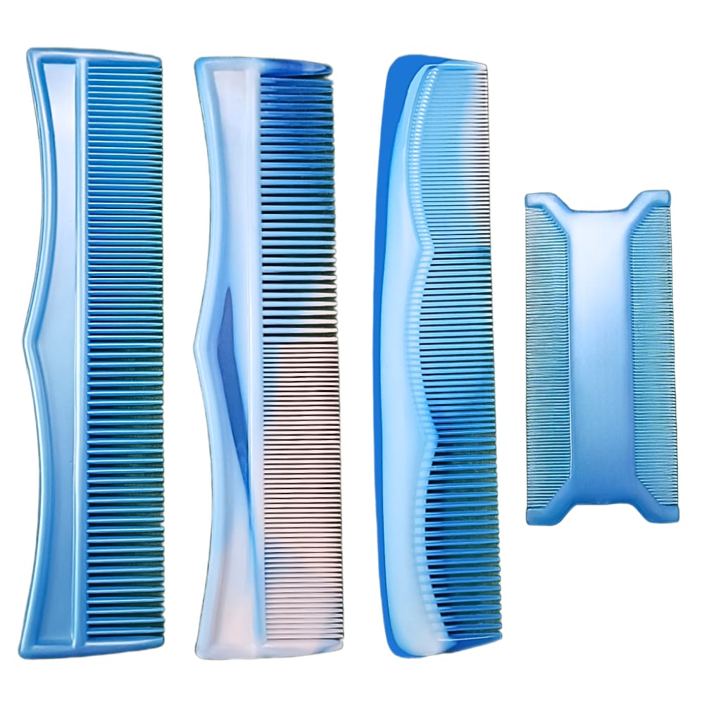 Sky Blue Detangler Combs with a Lice Comb Set 1