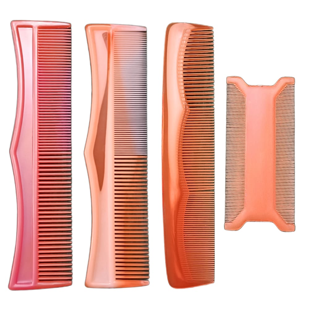 Red and Orange Detangler Combs with a Lice Comb 1