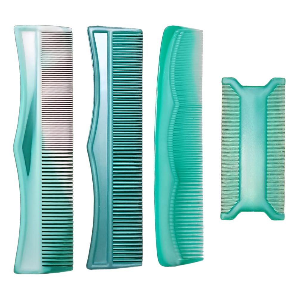 Green Detangler Combs with a Lice Comb Set 1