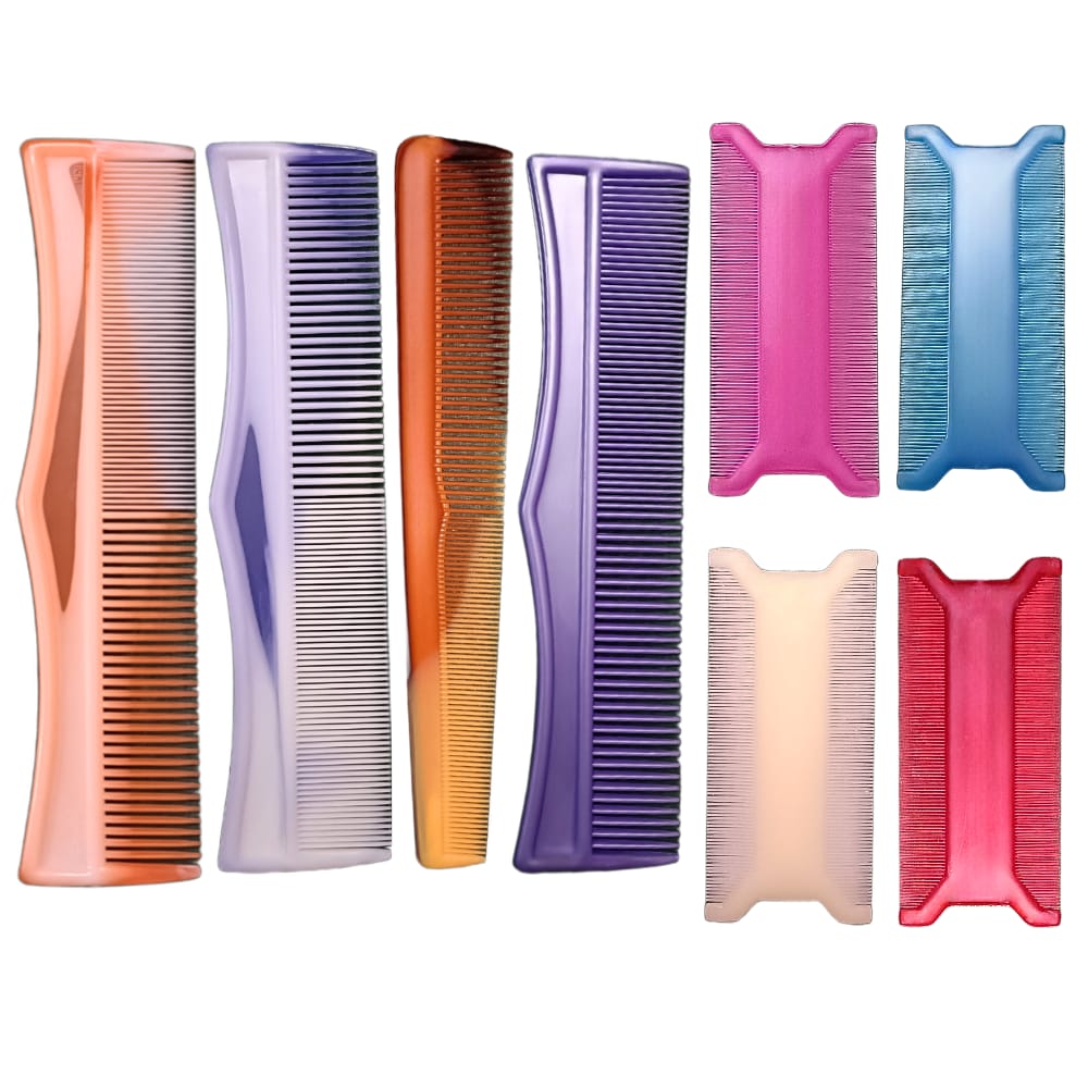 Multicolor Detangler Combs with Lice Combs Set 1